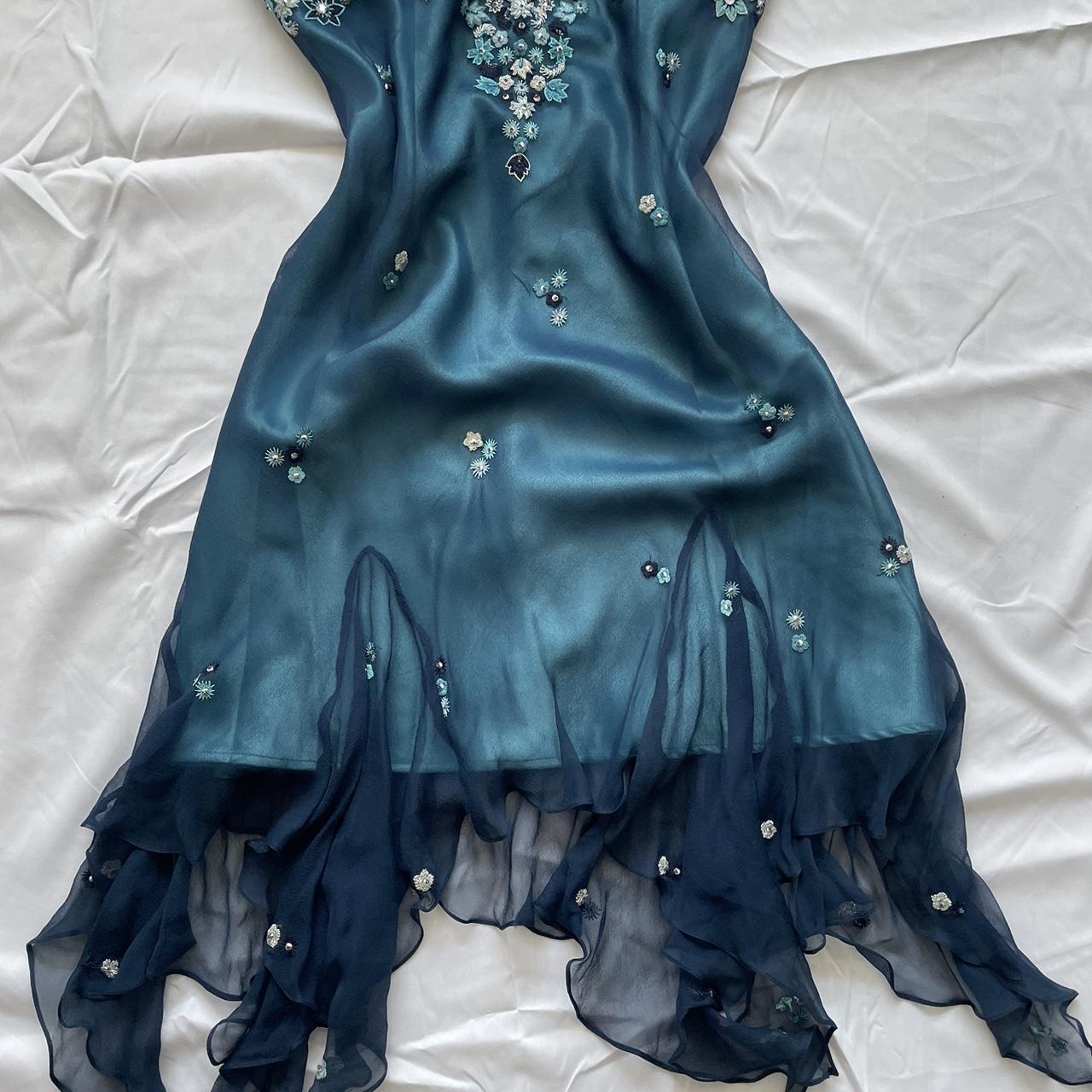 Blue Floral Beaded Short Halter Chiffon Homecoming Dress Birthday Prom Dresses