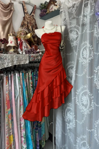 Girlhomeshops-Champagne Short Ruffle Satin Homecoming Dress Birthday Dresses