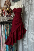 Girlhomeshops-Champagne Short Ruffle Satin Homecoming Dress Birthday Dresses