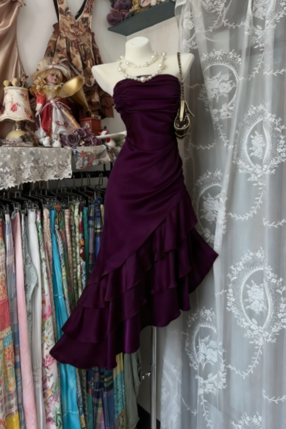 Girlhomeshops-Champagne Short Ruffle Satin Homecoming Dress Birthday Dresses