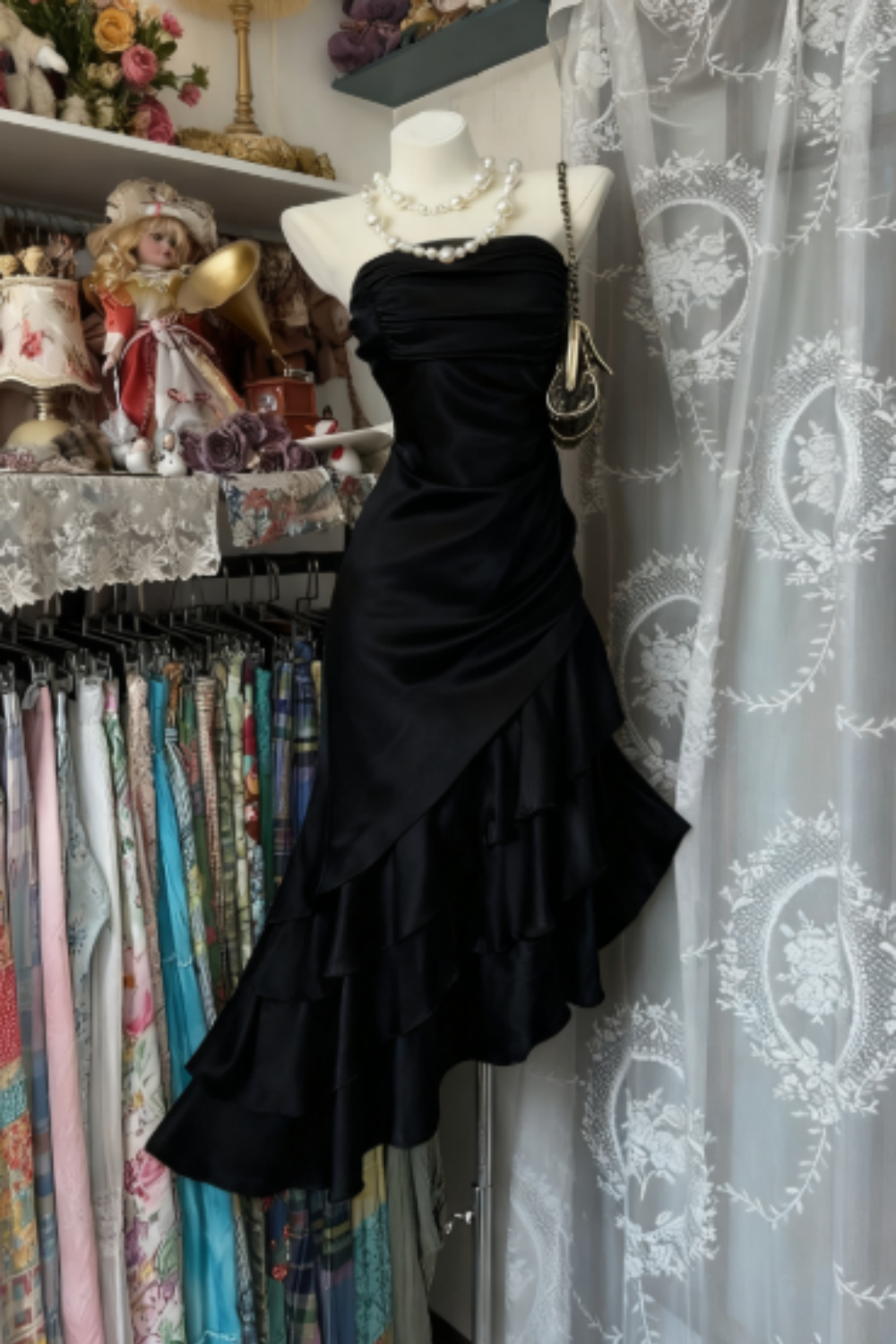 Girlhomeshops-Champagne Short Ruffle Satin Homecoming Dress Birthday Dresses