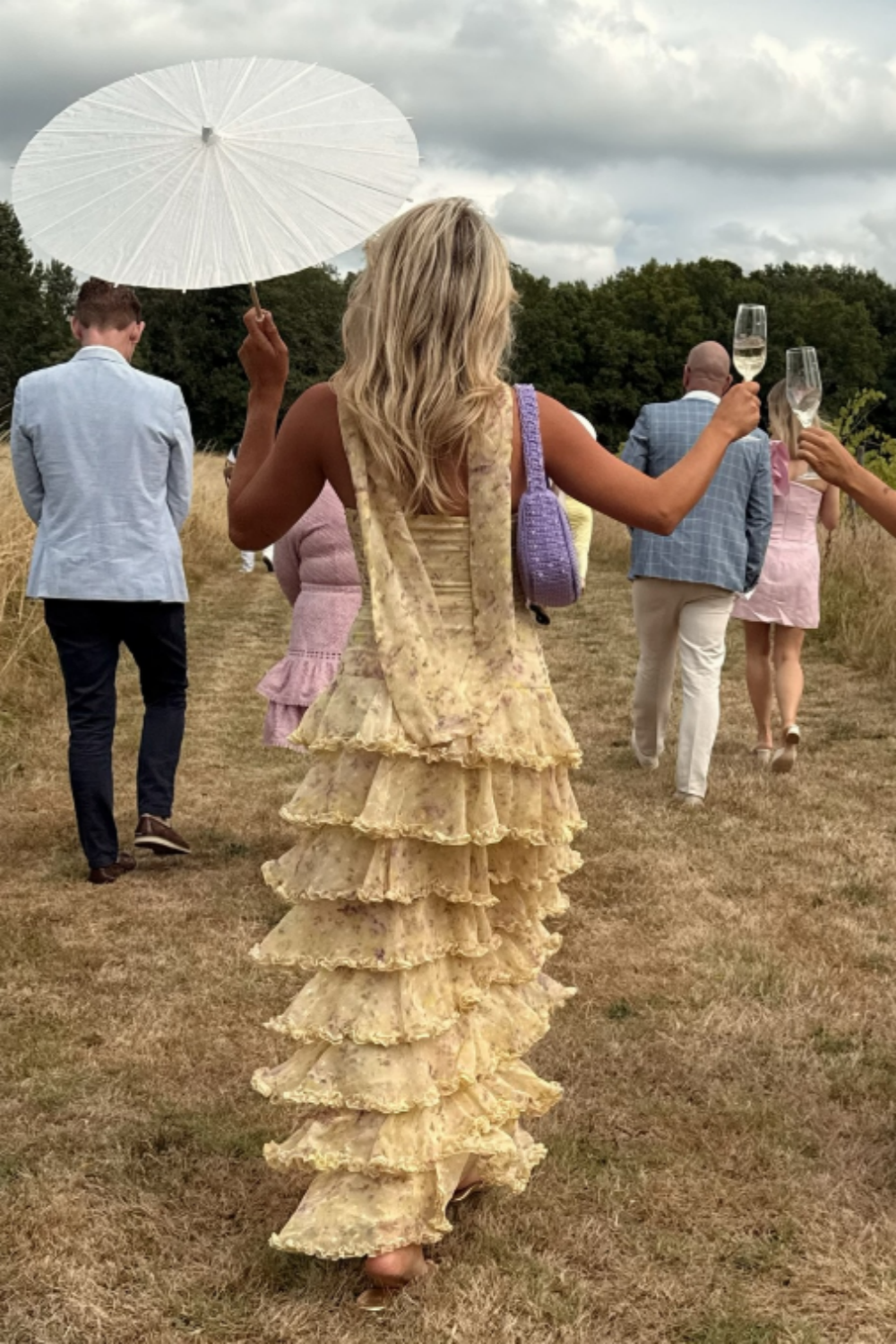 Yellow Floral Long Chiffon Prom Dress Wedding Guest Dresses