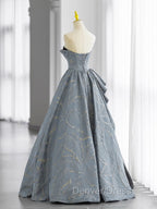 Glam A-line Blue-Grey Sweetheart Long Party Dresses, Floor Length Tulle Prom Dresses Formal Dresses