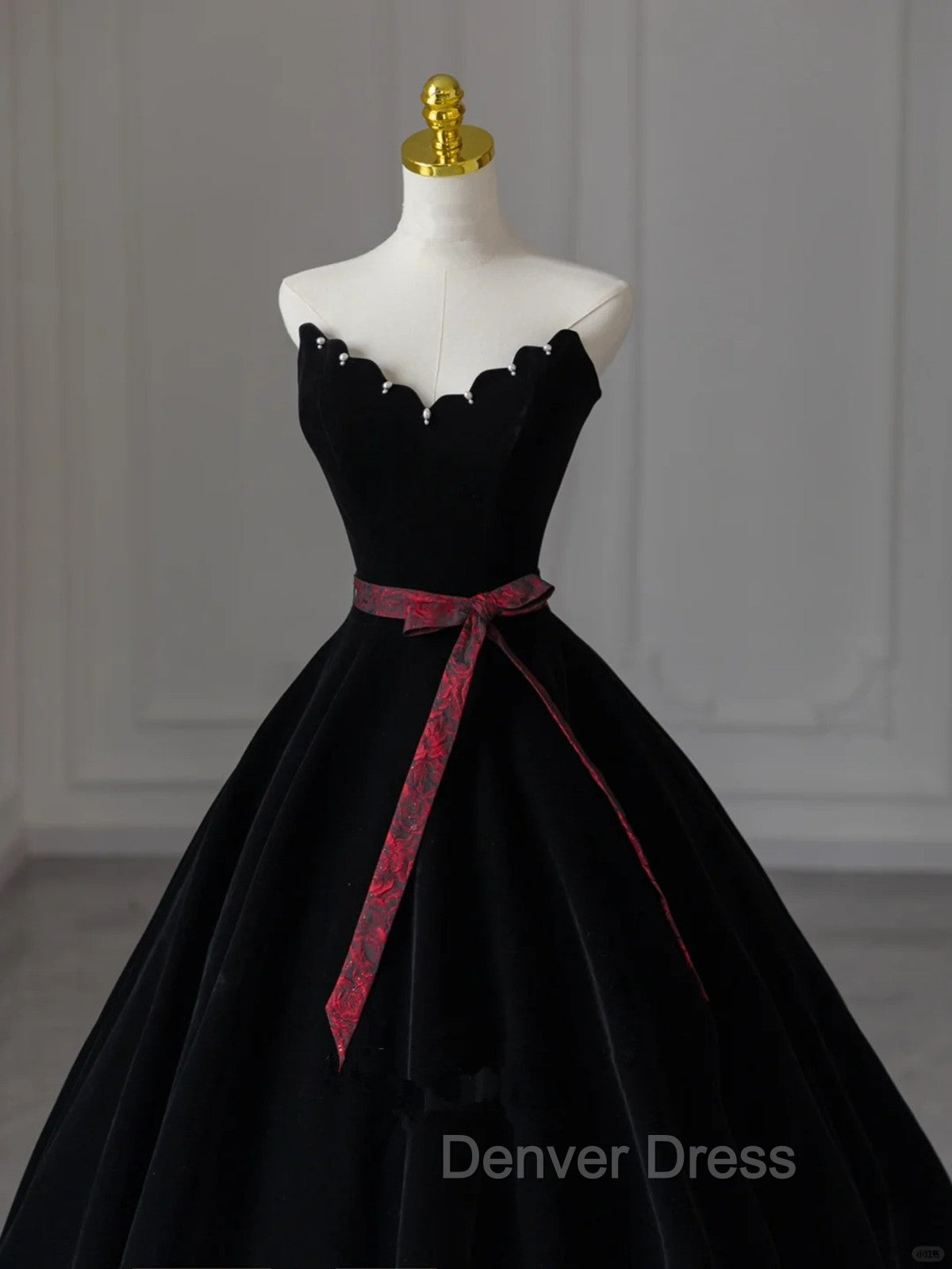 Glam Black V-Neckline Velvet Lace-Up Party Dresses, Black Velvet Floor Length Prom Dresses