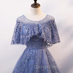 Glam Blue Off Shoulder Lace up Long Prom Dresss Prom Dress, Blue Wedding Prom Dress