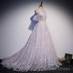 Glam Floral Tulle Off Shoulder Long Party Dress Formal Dress, Tulle Wedding Party Dresses