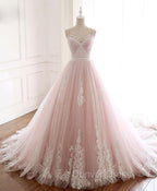 Glam Pink Tulle Sweetheart Straps Princess Prom Dress, Pink Prom Dresses