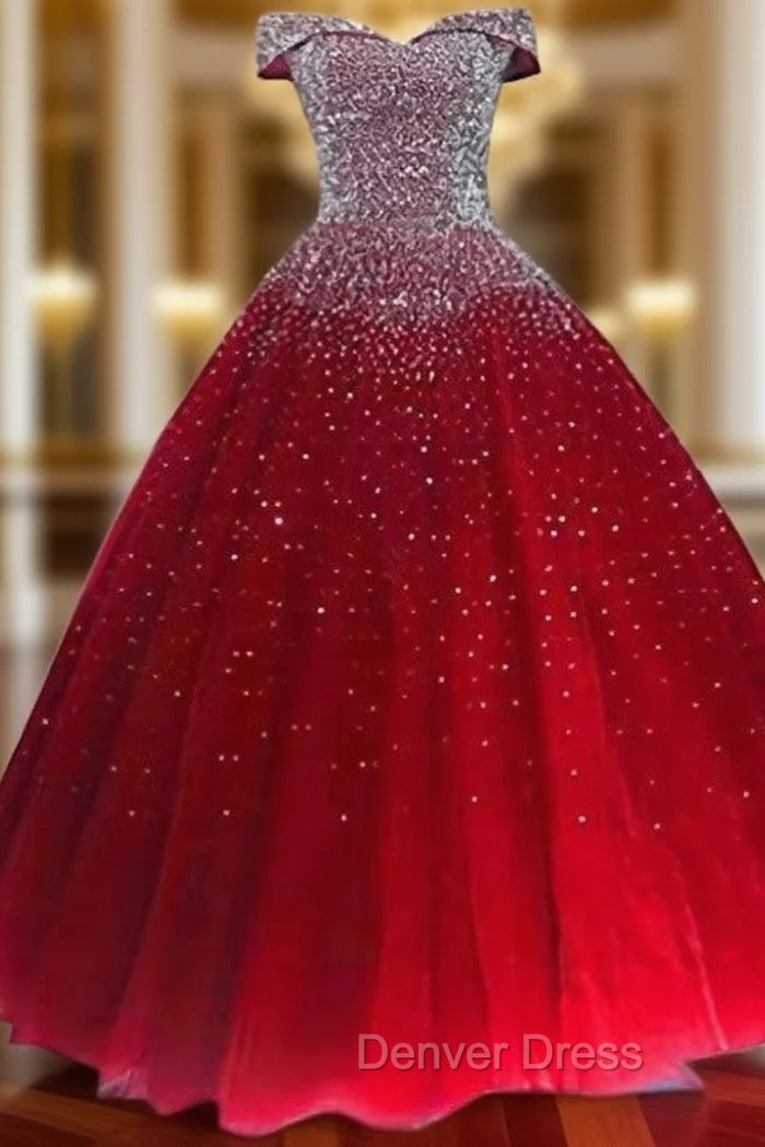 Glam Sequins Off the Shoulder Ball Gown Sweetheart Gowns, Quinceanera Dresses Main image