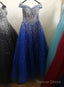 Glam Sparkle Handmade Sequins Long Prom Dresses, Off Shoulder Prom Gowns