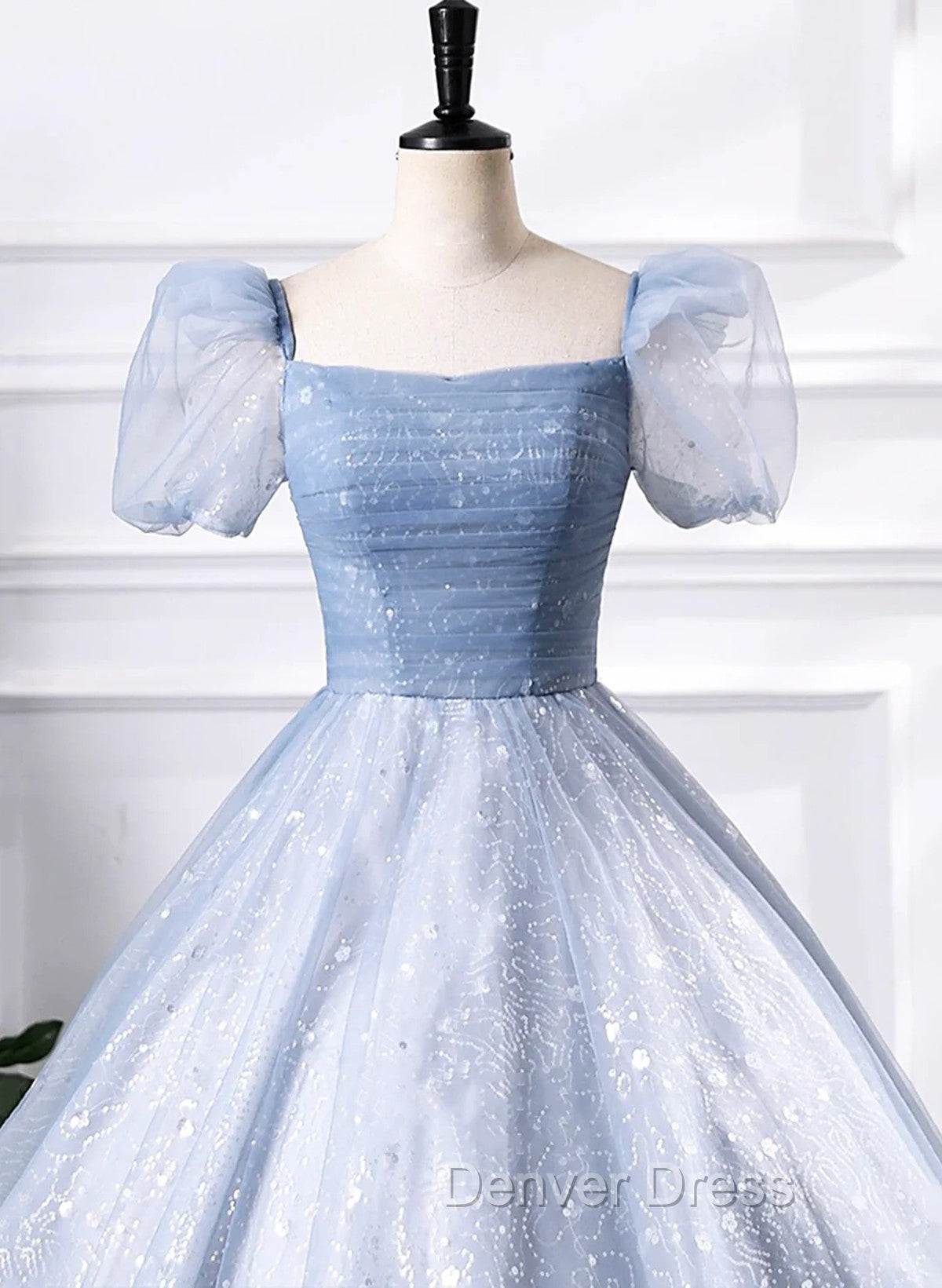 Glam Tulle Floor Length Prom Dress, Beautiful Short Sleeves Sweet 16 Dresses Secondary image