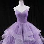Glam Tulle Light Purple Long Formal Dresses Ball Gown Sweet 16 Dresses prom Dresses shops