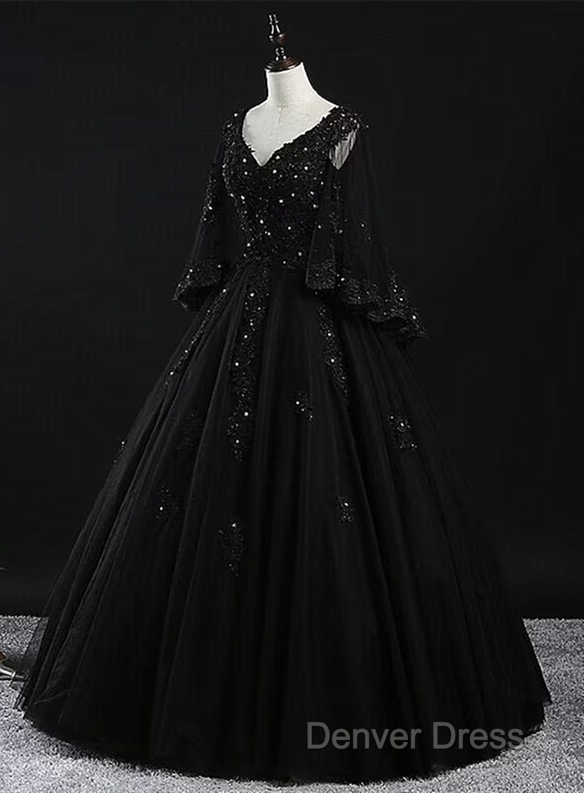 Glam Tulle With Lace Applique Ball Gown Sweet 16 Dresses, Beaded Prom Dresses Evening Dresses Secondary image