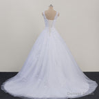 Glam White Tulle Puffy Ball Gowns Prom Dresses, Sweetheart 16 Gowns