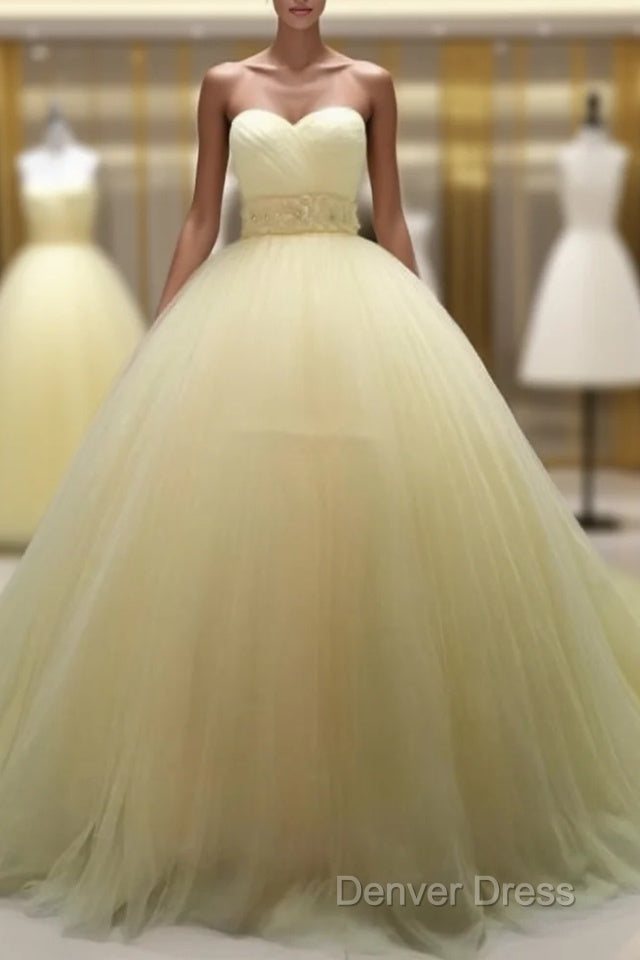 Glam Yellow Sweetheart Flowers Sweet 16 Gown, Yellow Formal Gown Main image