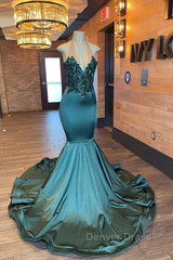 Glamorou V-Neck Sleeveless Halter Mermaid Prom Dresses With Beading