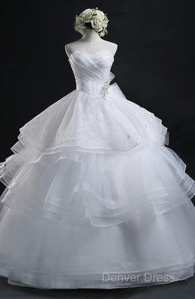 Glamorous Ball Gown Sweetheart Organza Wedding Dresses With Lace Secondary image