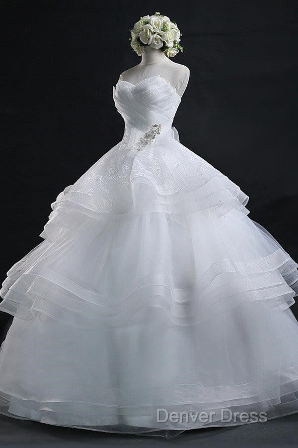 Glamorous Ball Gown Sweetheart Organza Wedding Dresses With Lace