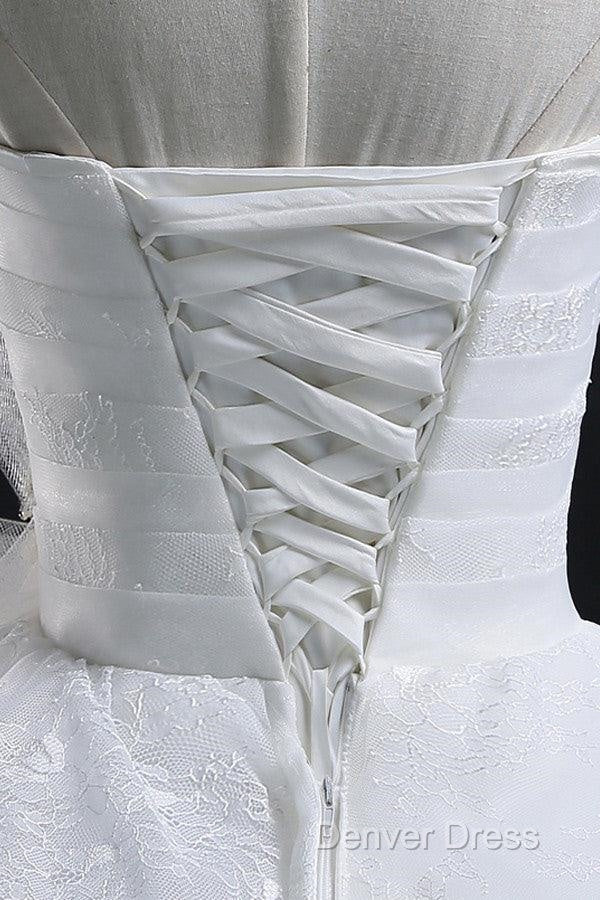 Glamorous Ball Gowns Sweetheart Organza Wedding Dresses With Lace