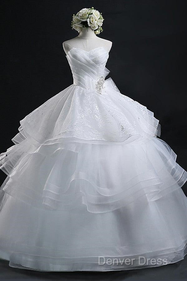 Glamorous Ball Gowns Sweetheart Organza Wedding Dresses With Lace