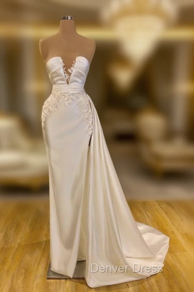 Glamorous Ivory Mermaid Long Prom Dresses With Appliques Main image