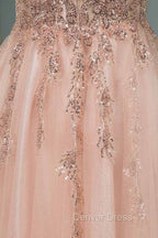 Glamorous Long A Line Sequins V Neck Open Back Prom Dresses