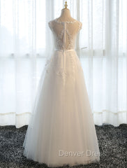 Glamorous Long Evening Dresses Lace Cameo Pink Party Dresses A Line Applique Tulle Maxi Formal Dresses