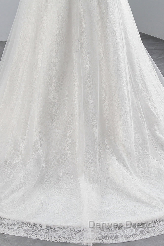 Glamorous Long Mermaid Tulle Appliques Lace Wedding Dresses