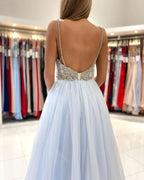 Glamorous Sweetheart Prom Dress Long Backless Tulle Evening Gowns