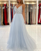 Glamorous Sweetheart Prom Dress Long Backless Tulle Evening Gowns
