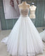 Glamour Lace Appliques Scoop Neckline Tulle Ball Gown Wedding Dresses