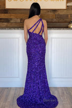 Glitter Black Sequins Long Prom Dresses with Slit