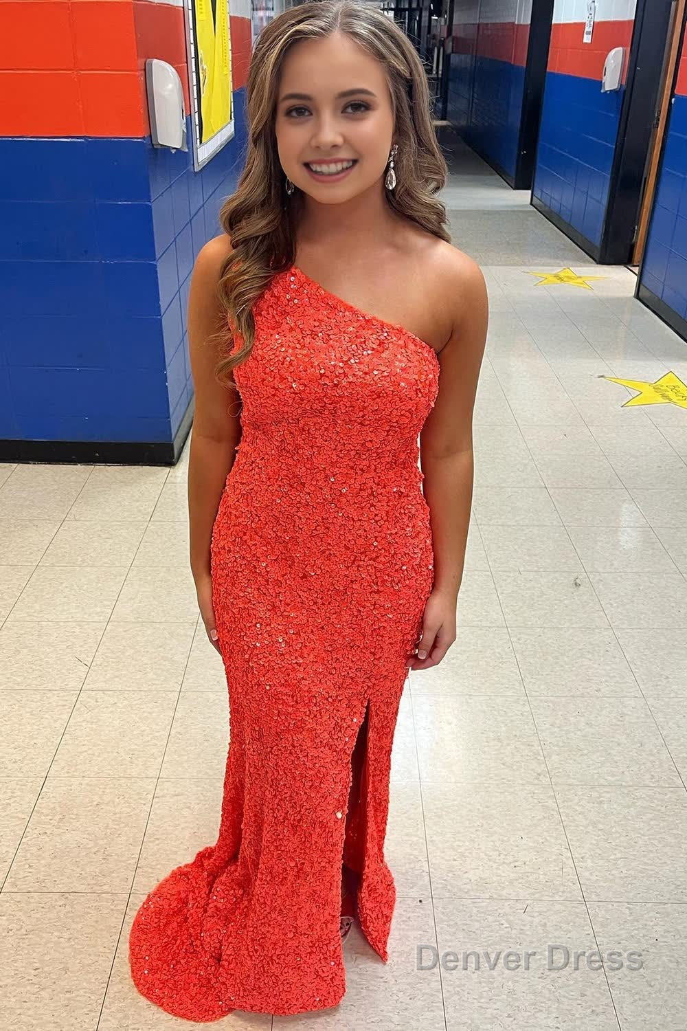 Glitter Black Sequins Long Prom Dresses with Slit