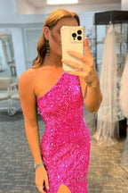 Glitter Black Sequins Long Prom Dresses with Slit