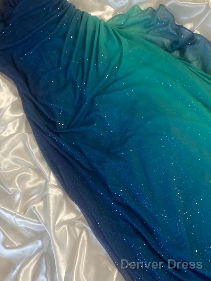 Glitter Blue Sweetheart Neck Bodycon Dress Ruffled Prom Dress Spaghetti Strap Prom Dresses