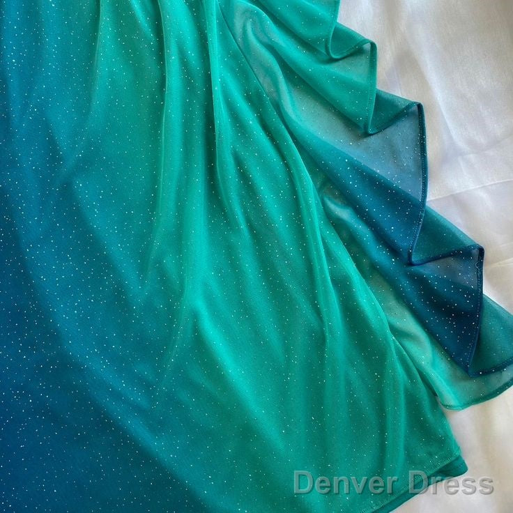 Glitter Blue Sweetheart Neck Bodycon Dress Ruffled Prom Dress Spaghetti Strap Prom Dresses