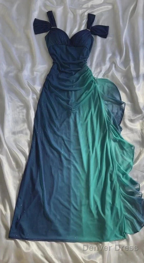 Glitter Blue Sweetheart Neck Bodycon Dress Ruffled Prom Dress Spaghetti Strap Prom Dresses Main image