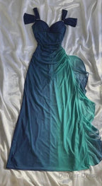 Glitter Blue Sweetheart Neck Bodycon Dress Ruffled Prom Dress Spaghetti Strap Prom Dresses