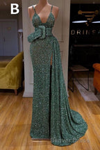 Glitter Off The Shoulder Slim Mermaid Prom GownSleeveless Mermaid Prom Gown