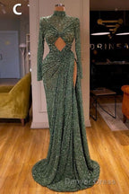 Glitter Off The Shoulder Slim Mermaid Prom GownSleeveless Mermaid Prom Gown