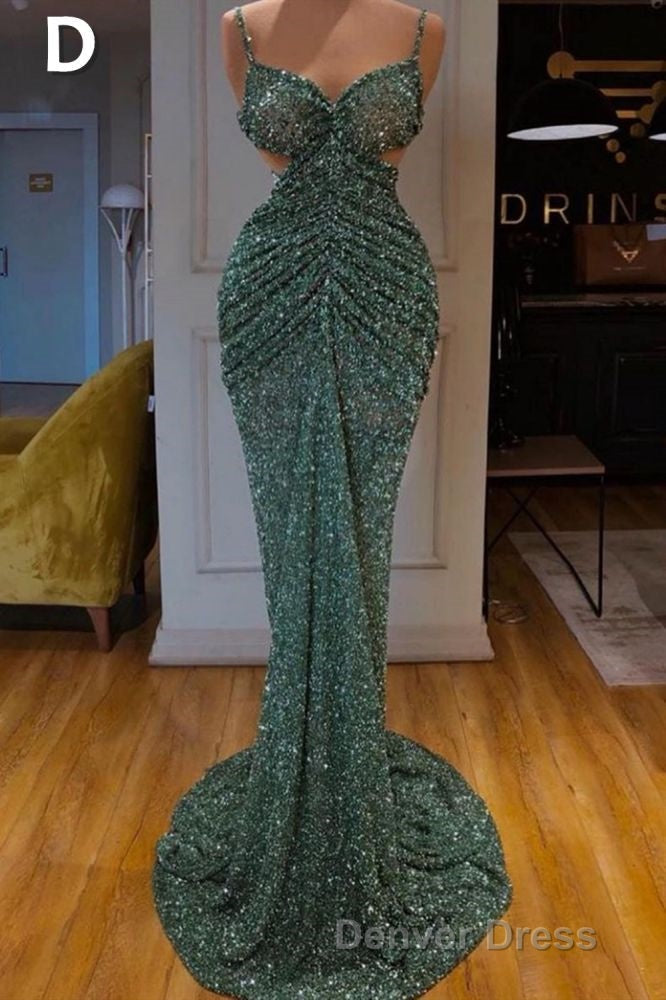 Glitter Off The Shoulder Slim Mermaid Prom GownSleeveless Mermaid Prom Gown