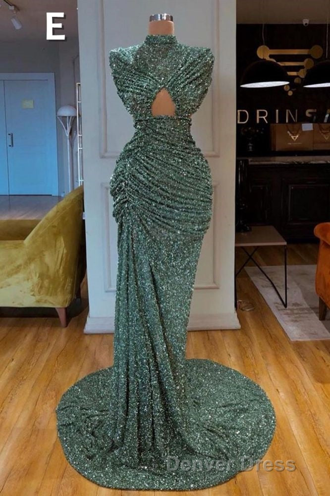 Glitter Off The Shoulder Slim Mermaid Prom GownSleeveless Mermaid Prom Gown