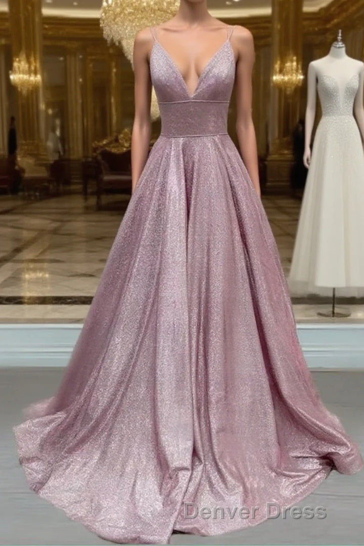 Glitter Prom Dresses V Neck Multi Straps Main image