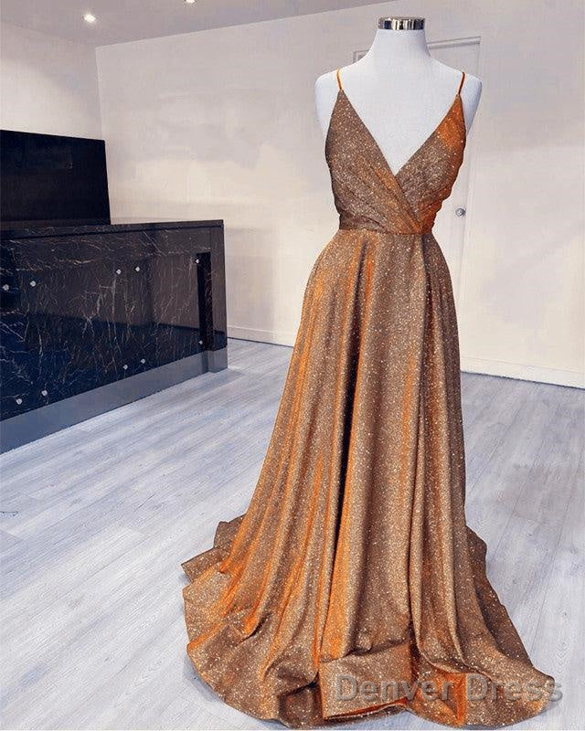 Glitter Prom Dresses V Neck Split With Straps Secondary image