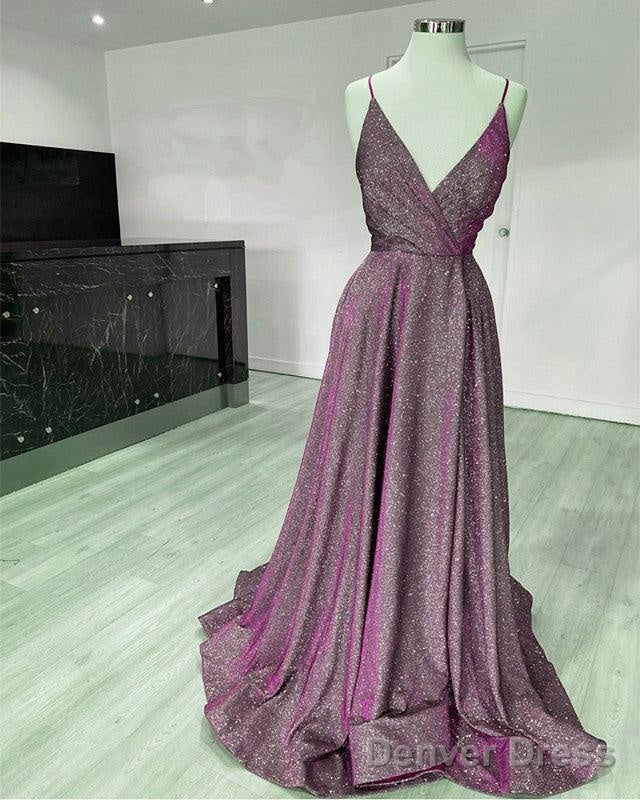 Glitter Prom Dresses V Neck Split With Straps Main image