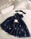Glitter Stars Sequins Beaded Short Navy Blue Homecoming Prom Dresses