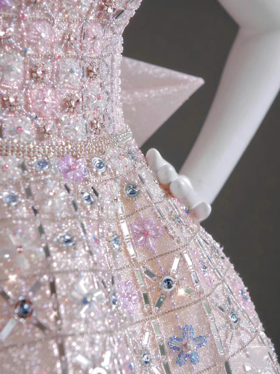 Glitter Strapless Tulle Beaded Mini Birthday Dress Pink Homecoming Dresses With Bow