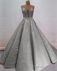 Glitter Tulle Ball Gown Strapless Dress