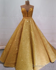 Glitter Tulle Ball Gown Strapless Dress