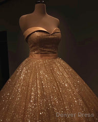 Glitter Tulle Prom Dresses Sweetheart Ball Gown