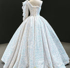 Glitter White Sequin Wedding Dress One Shoulder Ball Gowns Quinceanera Dresses